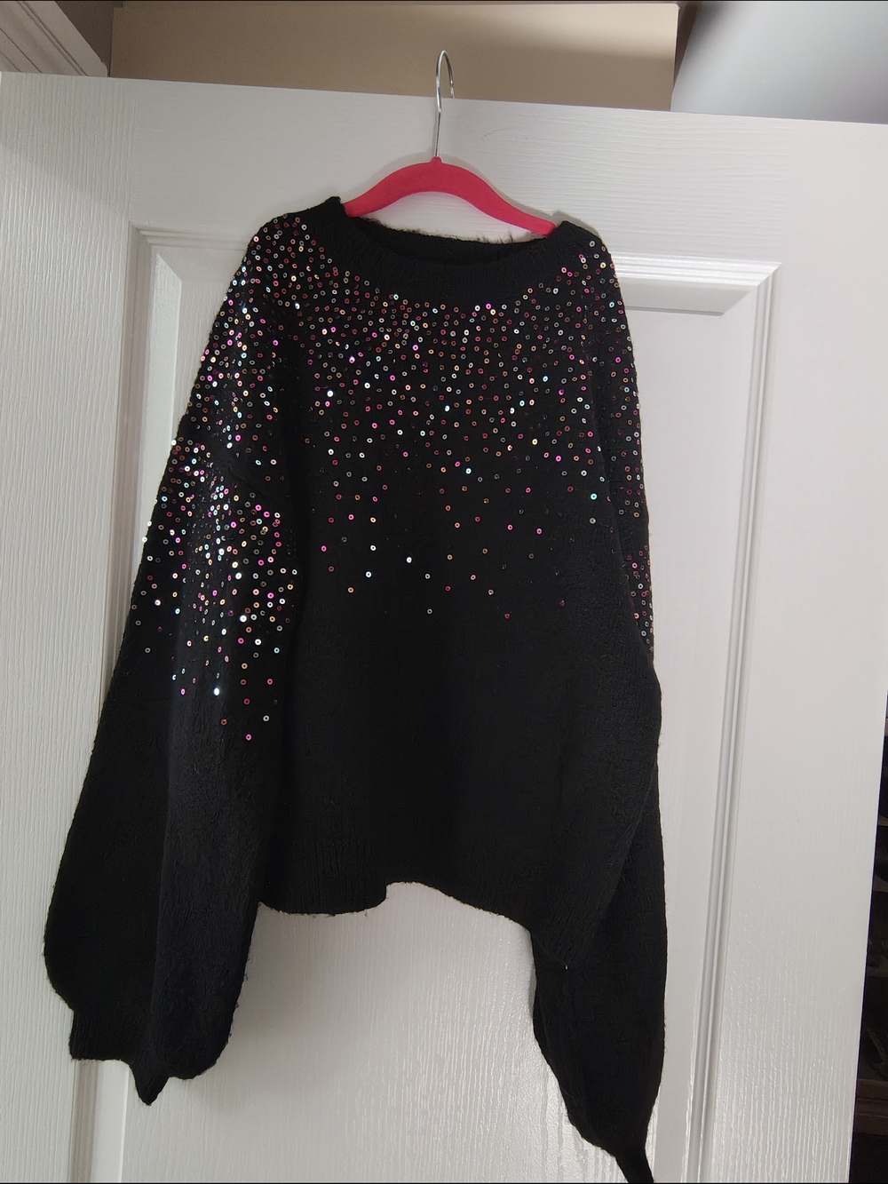 F&F Black Sequin Embellished Sweater with Multicolor Accents
